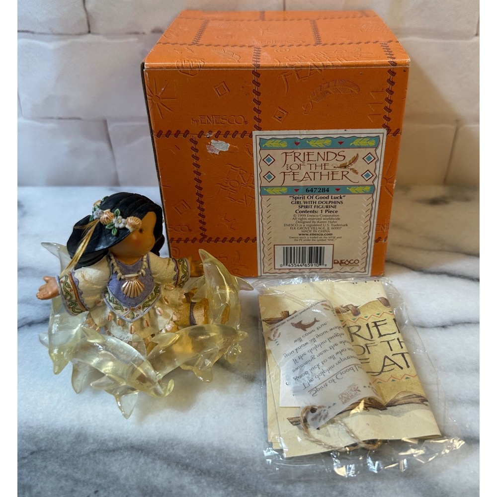 Enesco Friends of the Feather Spirit of Good Luck Girl Dolphins Figurine 647284